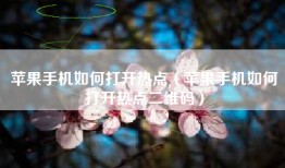 苹果手机如何打开热点（苹果手机如何打开热点二维码）